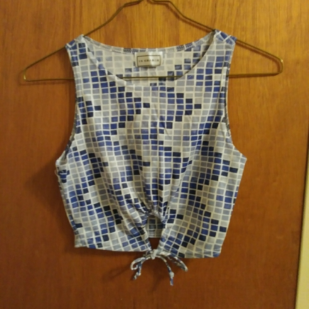 In Charge blue green white crop top